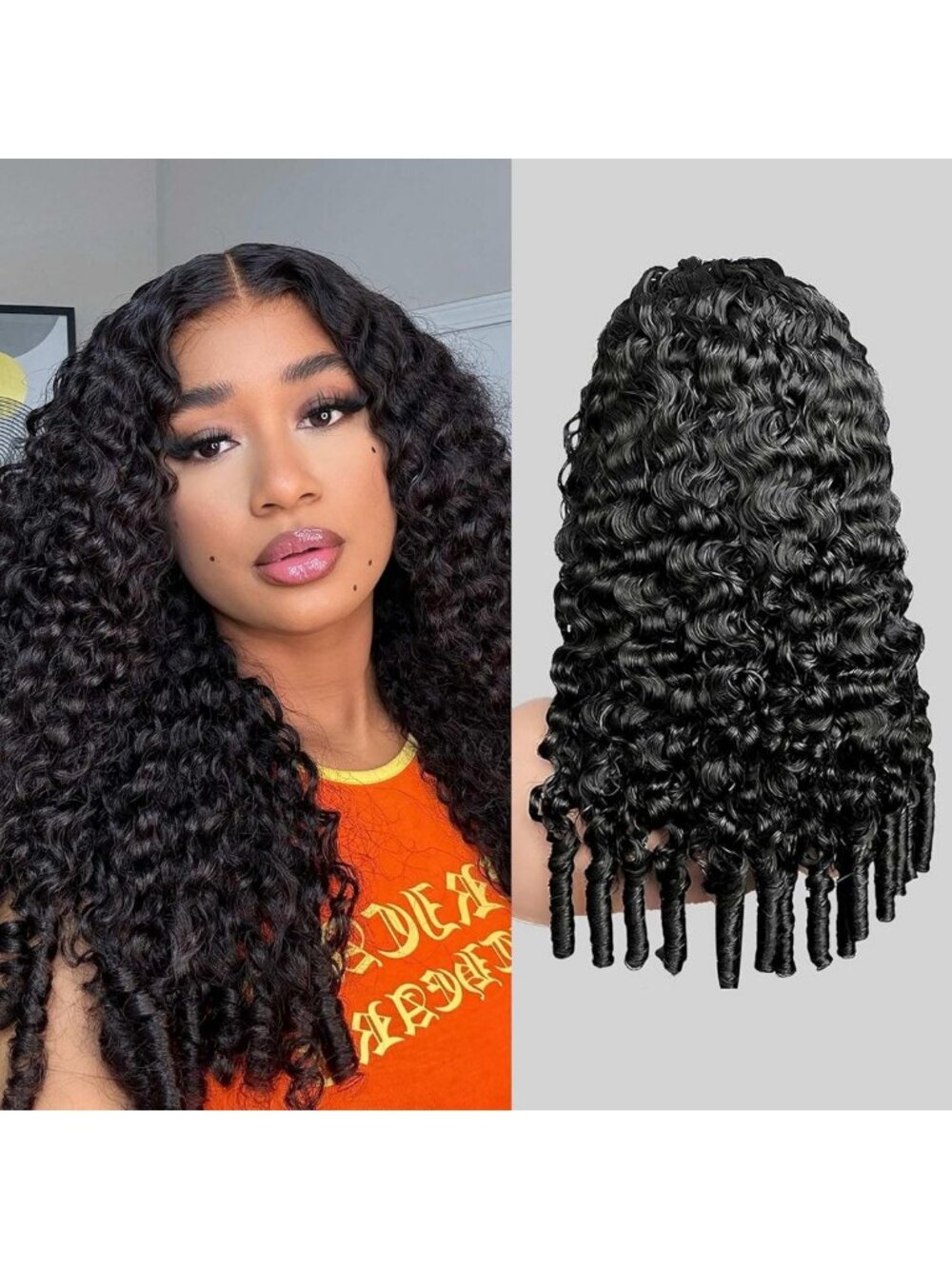 24-Inch Deep Wave Curly Lace Front Wig - 250 Density Human Hair for Black Women